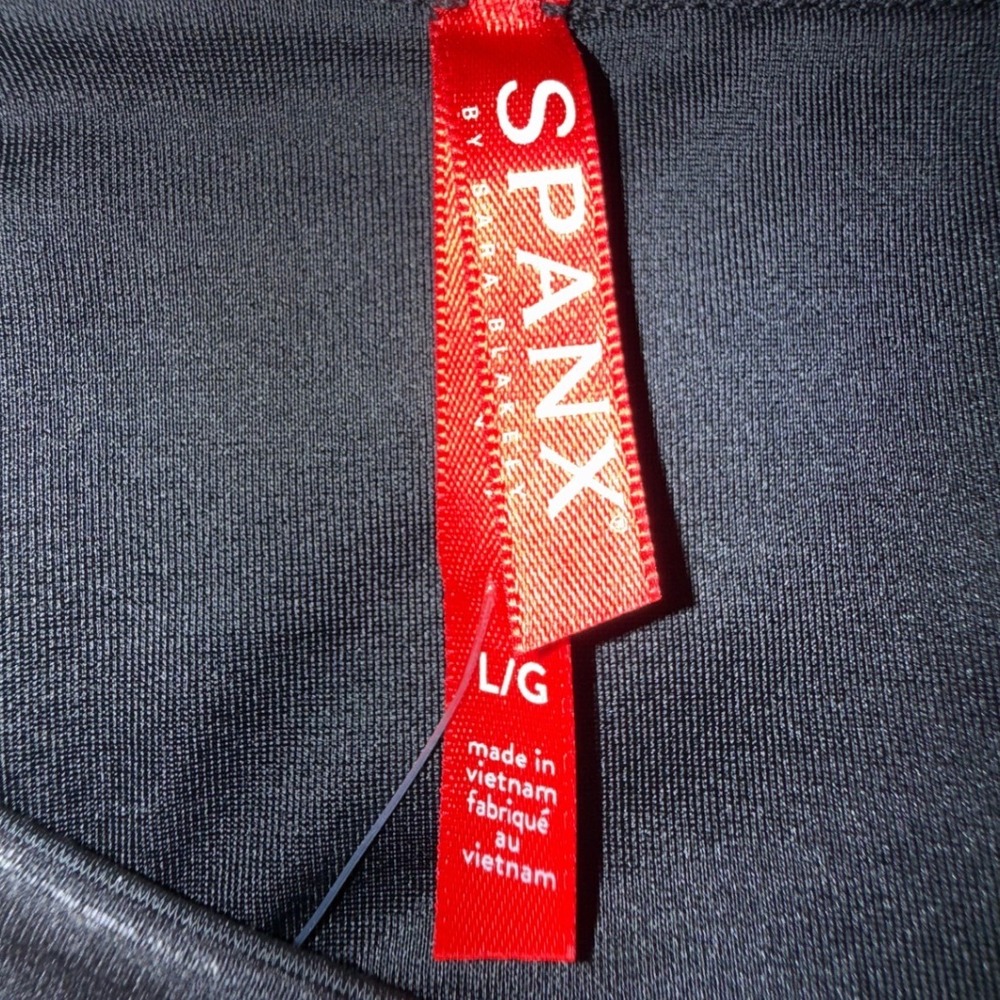 SPANX Faux Leather Moto Leggings Womens L Black High Rise 20136R‎ Ribbed - Picture 2 of 8